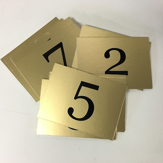 TABLE NUMBERS, Black On Gold